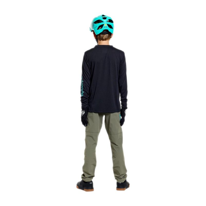 Troy Lee Designs Youth Skyline Ride LS Signature Black/Real Teal