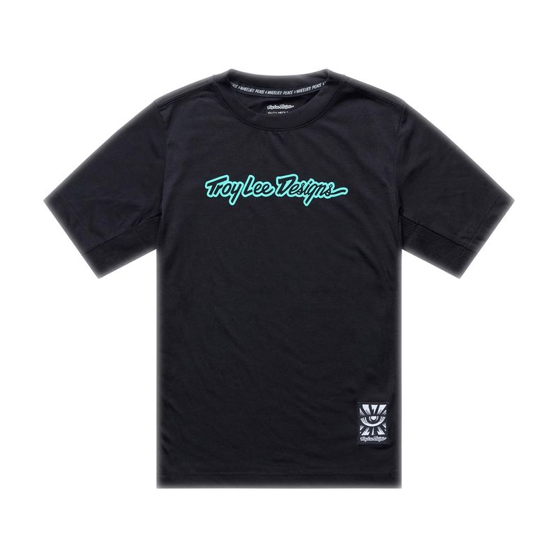 Troy Lee Designs Youth Skyline Ride SS Signature Black/Real Teal