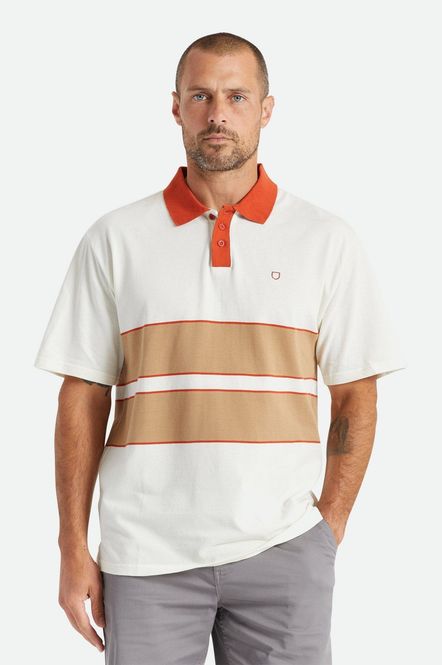 Hovedbilde Brixton Shield Boxy S/S Polo Knit Off White-Tan
