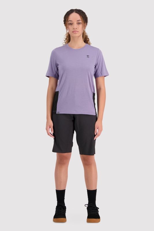 Mons Royale Womens Tarn Merino Shift Tee Thistle/Black 